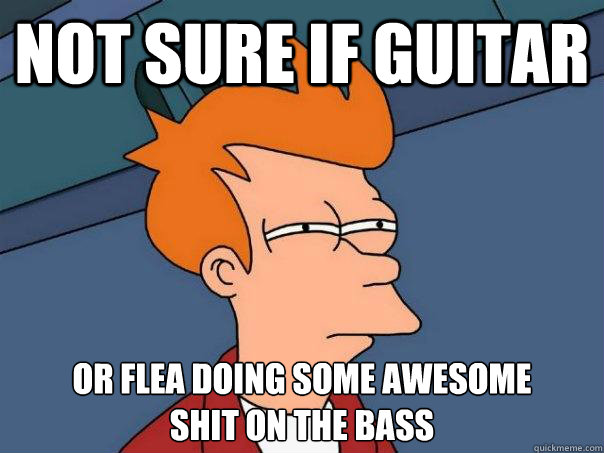 not sure if guitar or flea doing some awesome shit on the b - Futurama Fry