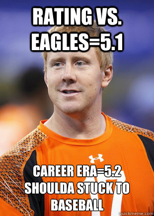 rating vs eagles51 career era52 shoulda stuck to baseba - BRANDON WEEDEN