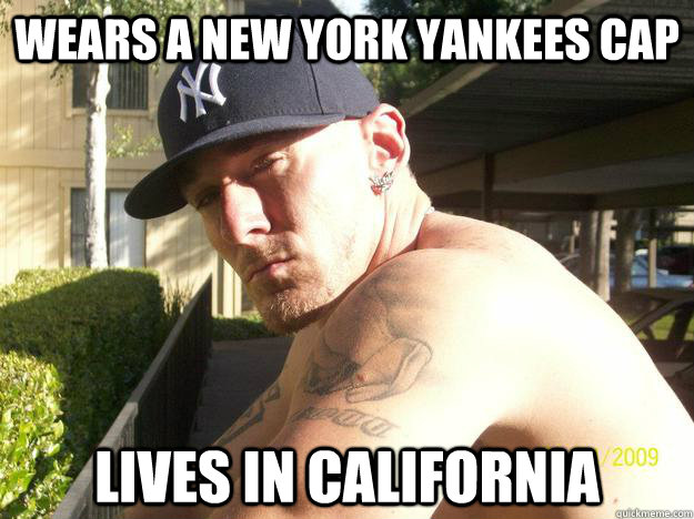 wears a new york yankees cap lives in california - Chad Elliott