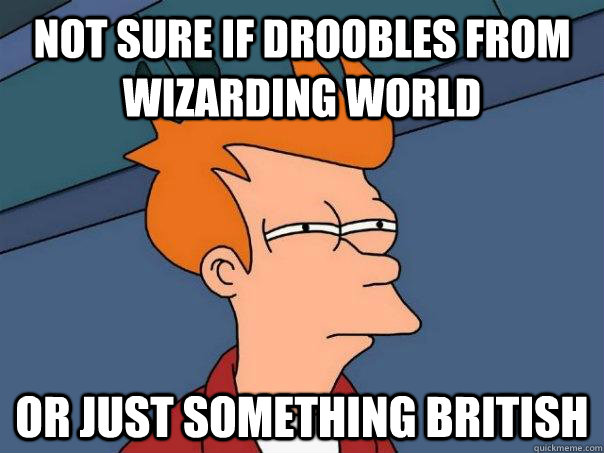 not sure if droobles from wizarding world or just something - Futurama Fry