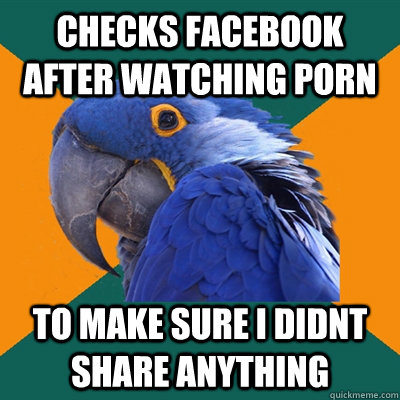 checks facebook after watching porn to make sure i didnt sha - Paranoid Parrot