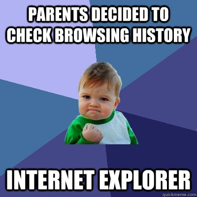 parents decided to check browsing history internet explorer - Success Kid