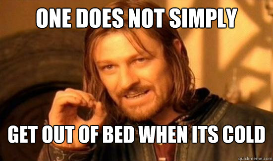 one does not simply get out of bed when its cold - Boromir