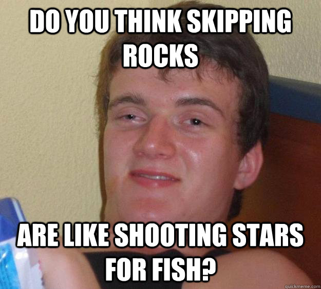do you think skipping rocks are like shooting stars for fish - 10 Guy
