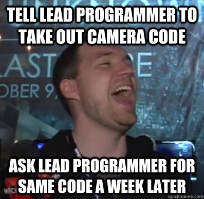 tell lead programmer to take out camera code ask lead progra - Thats XCOM baby