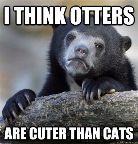i think otters are cuter than cats - Confession Bear