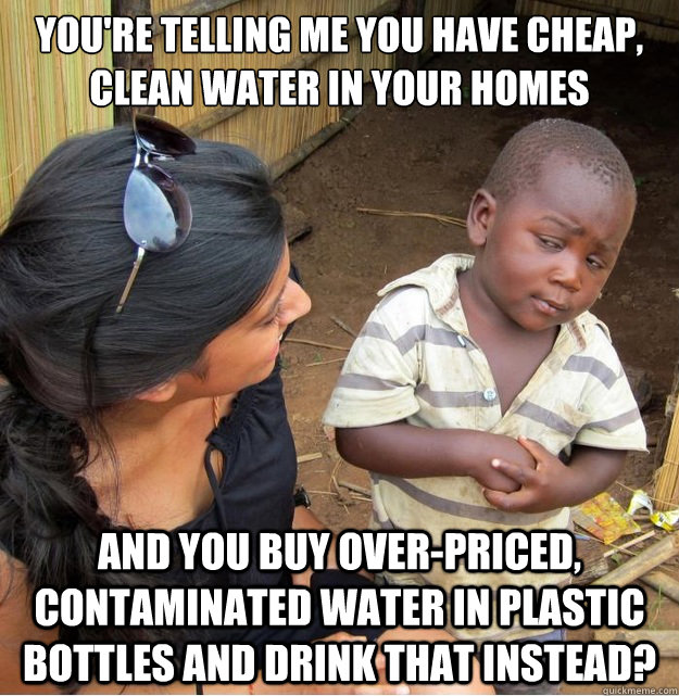youre telling me you have cheap clean water in your homes - Skeptical Third World Kid