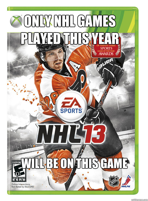 only nhl games played this year will be on this game -