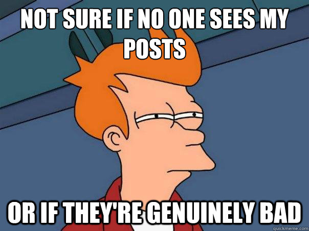 not sure if no one sees my posts or if theyre genuinely bad - Futurama Fry