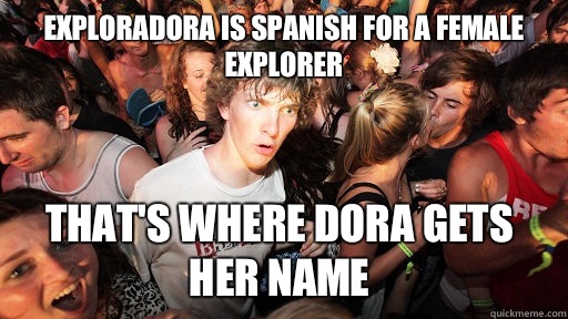 Exploradora is spanish for a female explorer Thats where Dor - Sudden Clarity Clarence