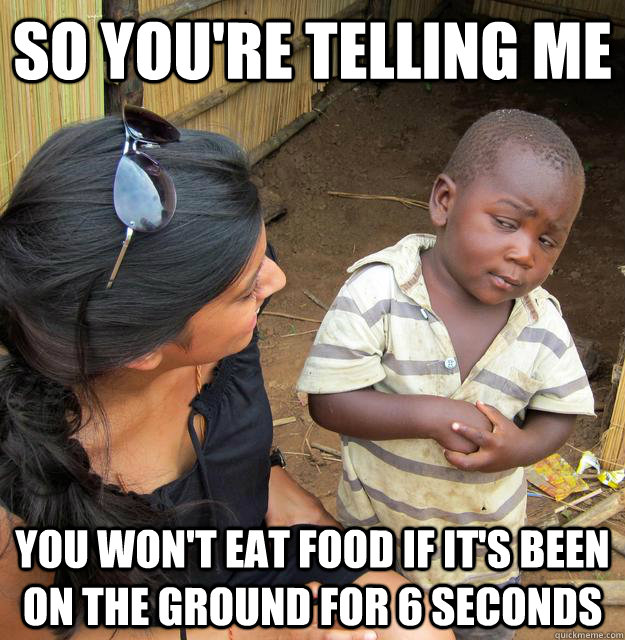 so youre telling me you wont eat food if its been on the - Skeptical Third World Child