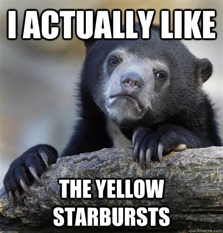 i actually like the yellow starbursts - Confession Bear