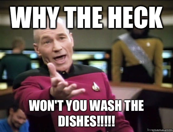 why the heck wont you wash the dishes - Annoyed Picard HD
