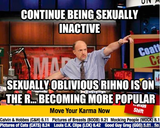 continue being sexually inactive sexually oblivious rihno is - Mad Karma with Jim Cramer