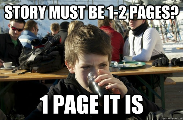 story must be 12 pages 1 page it is - Lazy Elementary School Kid
