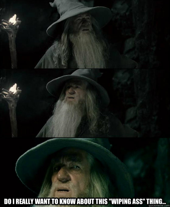 do i really want to know about this wiping ass thing - Confused Gandalf