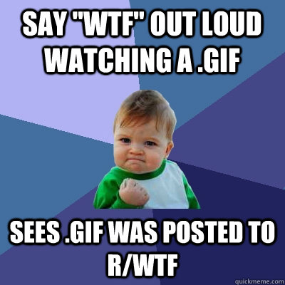 say wtf out loud watching a gif sees gif was posted to r - Success Kid