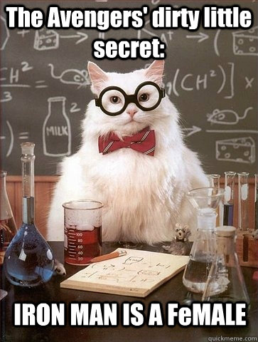 the avengers dirty little secret iron man is a female - Chemistry Cat