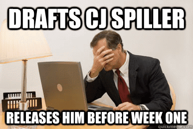 drafts cj spiller releases him before week one - Bad Luck Fantasy GM