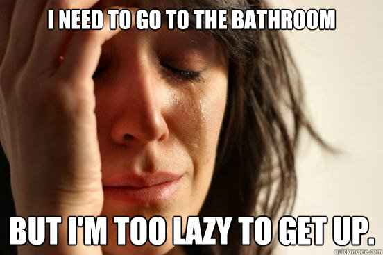 i need to go to the bathroom but im too lazy to get up - First World Problems
