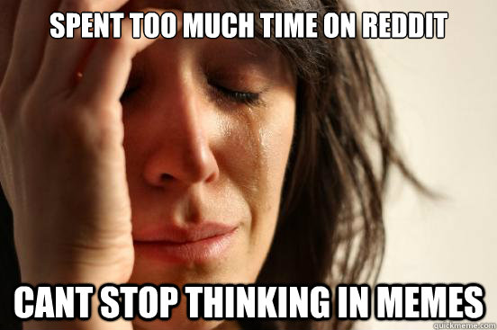 spent too much time on reddit cant stop thinking in memes - First World Problems