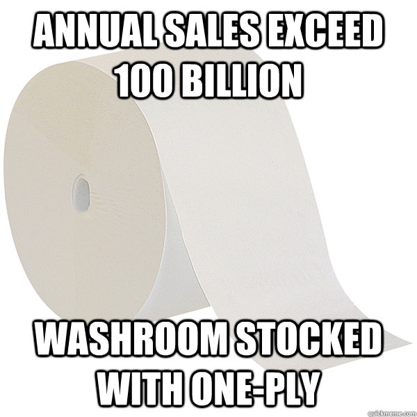 annual sales exceed 100 billion washroom stocked with onepl - Scumbag Walmart
