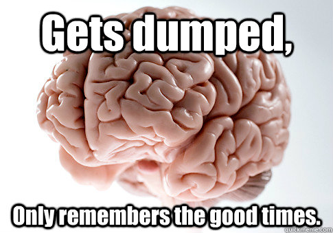 gets dumped only remembers the good times - Scumbag Brain
