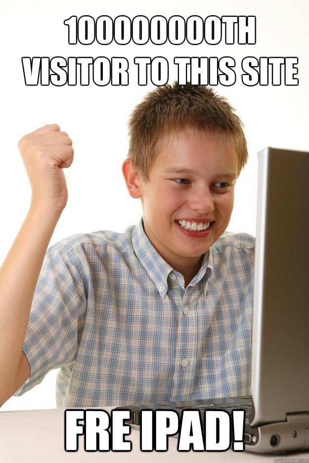 100000000th visitor to this site fre ipad - first time internet kid