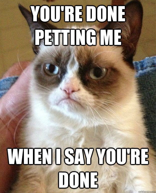 youre done petting me when i say youre done - Grumpy Cat