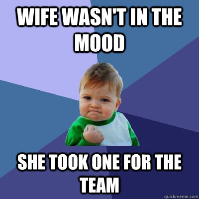 wife wasnt in the mood she took one for the team - Success Kid