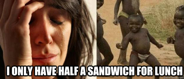 i only have half a sandwich for lunch - First World Problems Third World Success