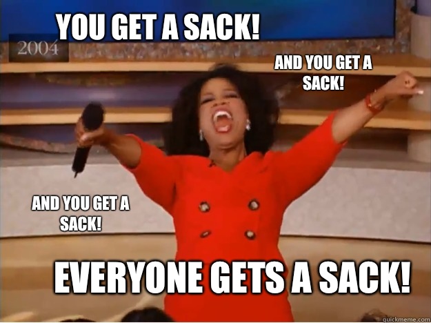 You get a sack Everyone gets a sack And you get a sack AND y - oprah you get a car