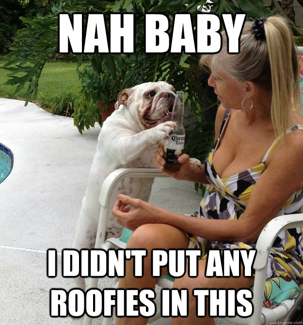 nah baby i didnt put any roofies in this - PUA Dog