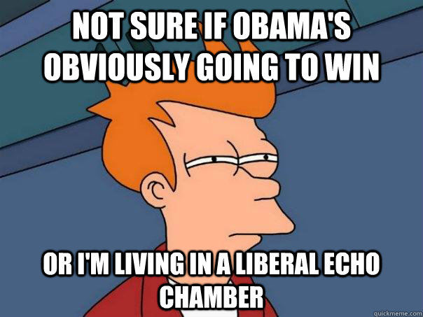 not sure if obamas obviously going to win or im living in - Futurama Fry