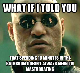 what if i told you that spending 10 minutes in the bathroom - Matrix Morpheus