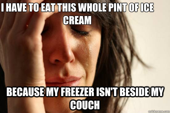 i have to eat this whole pint of ice cream because my freeze - First World Problems