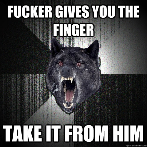 fucker gives you the finger take it from him - Insanity Wolf