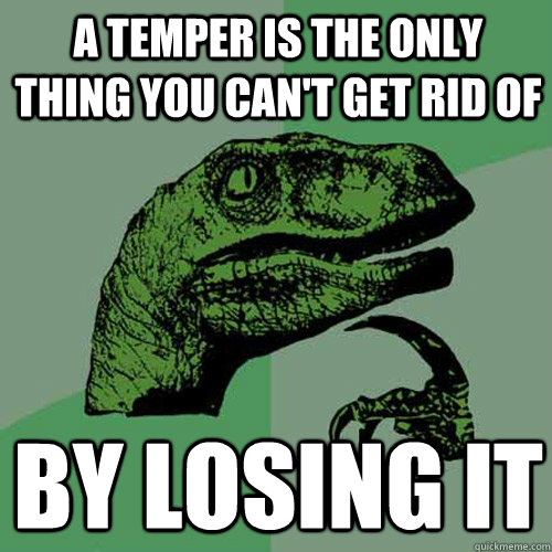 a temper is the only thing you cant get rid of by losing it - Philosoraptor