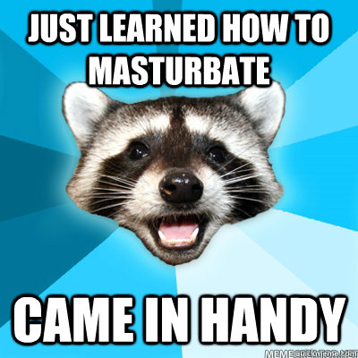 just learned how to masturbate came in handy - Lame Pun Coon