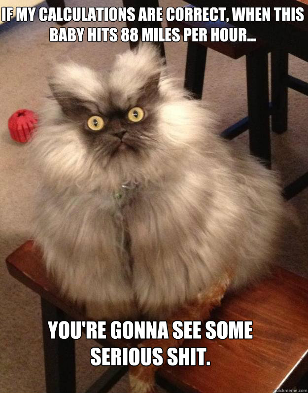 if my calculations are correct when this baby hits 88 miles - Colonel Meow
