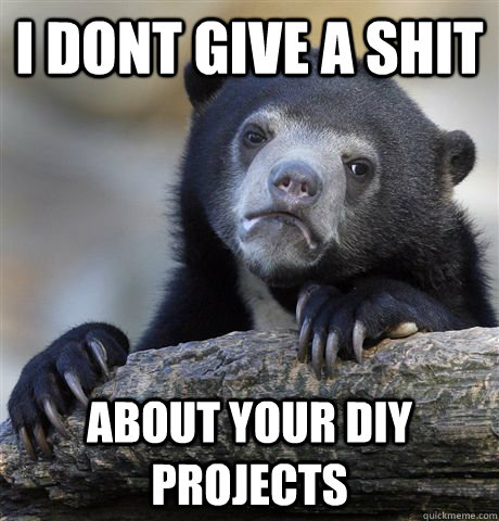 i dont give a shit about your diy projects - Confession Bear