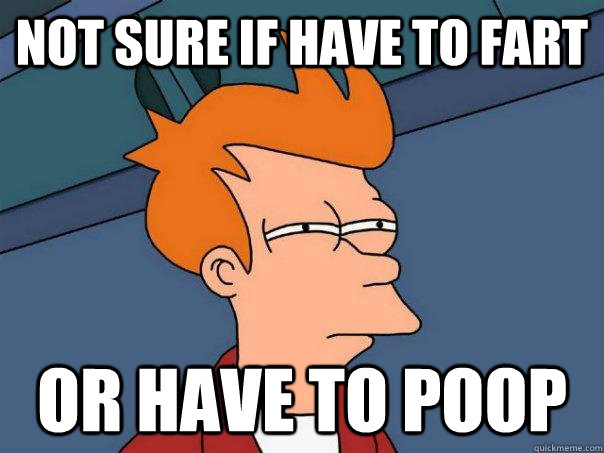 not sure if have to fart or have to poop - Futurama Fry