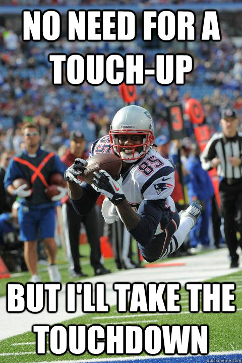 no need for a touchup but ill take the touchdown - photogenic Brandon Lloyd