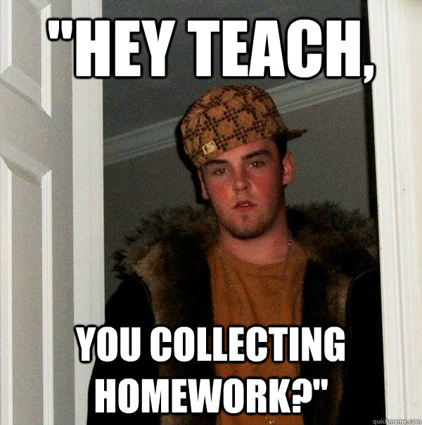 hey teach you collecting homework - Scumbag Steve