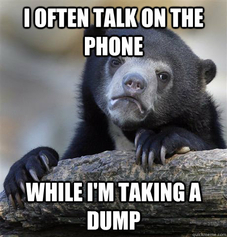 i often talk on the phone while im taking a dump - Confession Bear