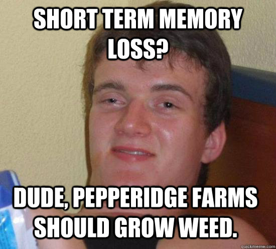 short term memory loss dude pepperidge farms should grow w - 10 Guy