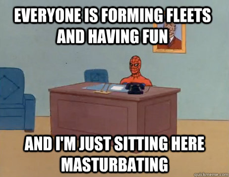 everyone is forming fleets and having fun and im just sitti - Masturbating Spiderman