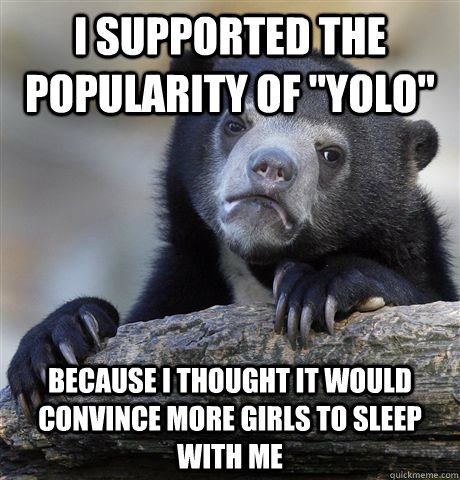 i supported the popularity of yolo because i thought it wo - Confession Bear