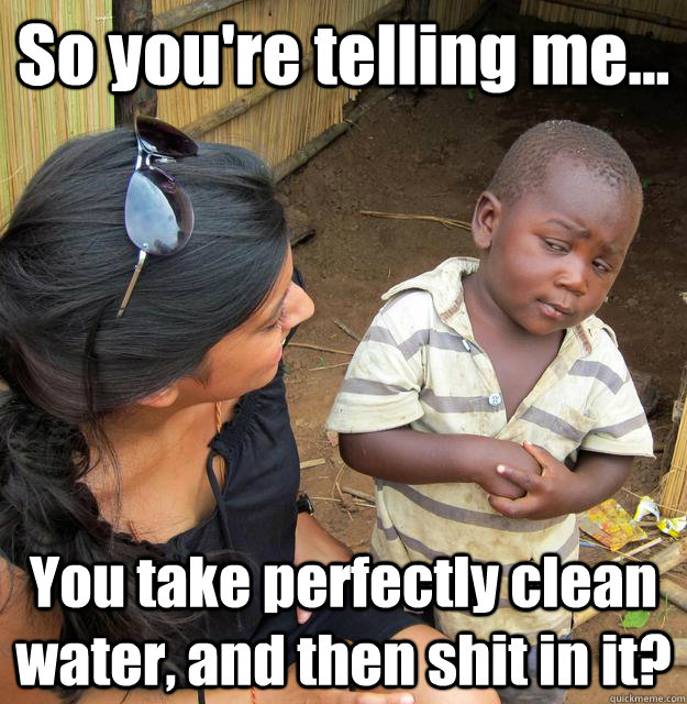 so youre telling me you take perfectly clean water and - 3rd World Skeptical Child