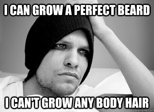 i can grow a perfect beard i cant grow any body hair - First World Gay Problems
